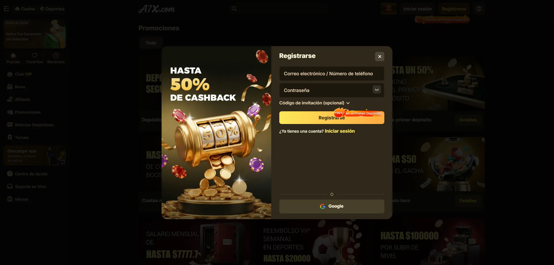 Cómo registrarse en A7X Casino — guía paso a paso